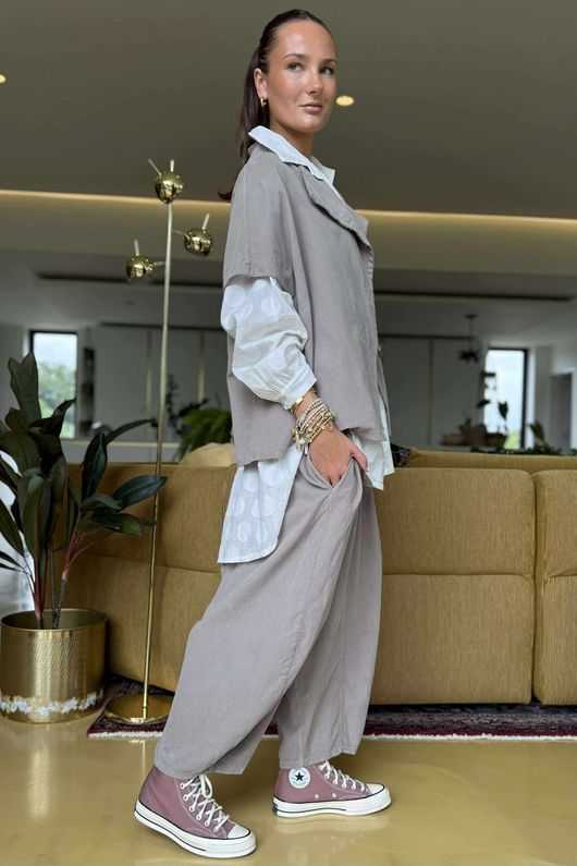 Made in Italy Cooper Needlecord Cap Sleeve Jacket Mocha